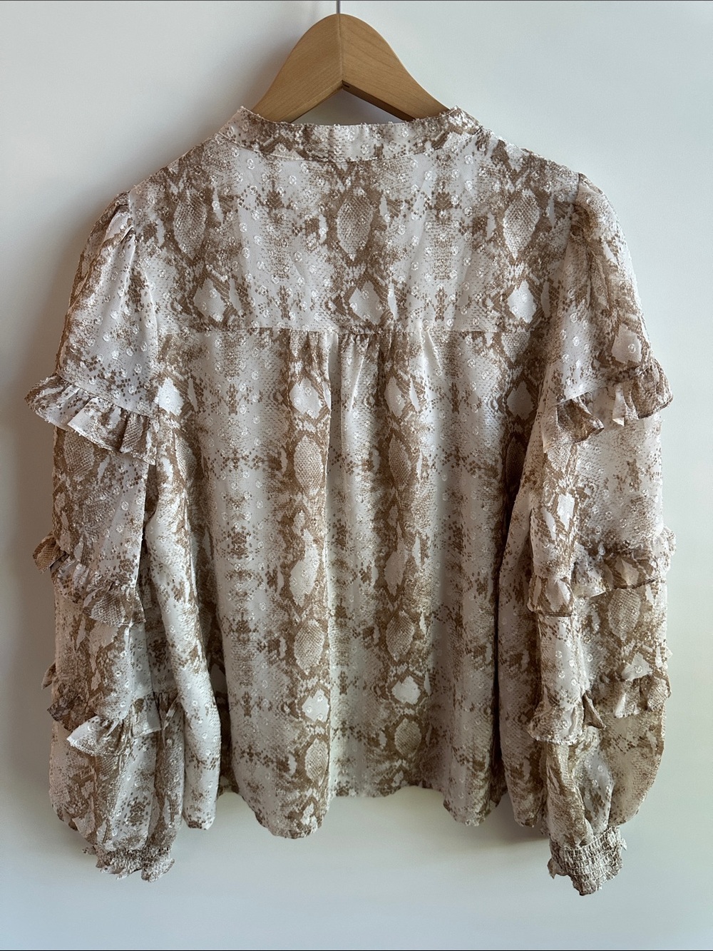 NWOT Fate Snake-Print Ruffle Button Front Blouse - Picture 7 of 13